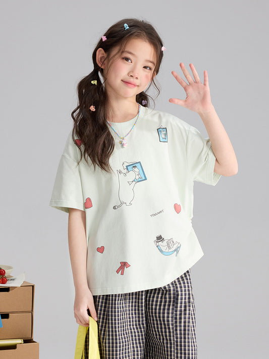 Children's Cartoon Printed Versatile Cool Summer Short-sleeved Children's T-shirt