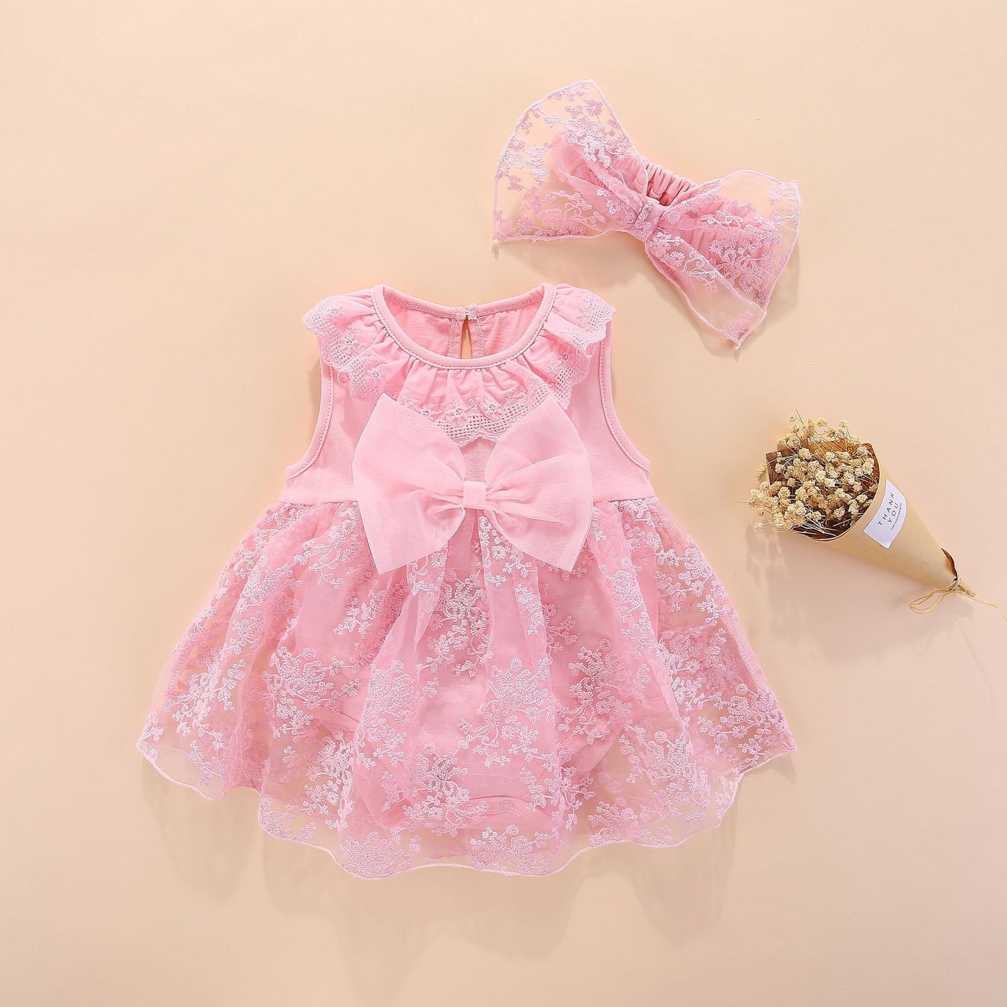 For Babies Refreshing Princess Jumpsuit Dress Korean Style Embroidered Mesh Jumpsuit, Climbing Suit