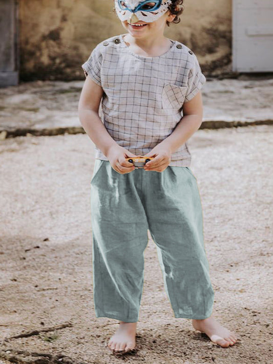 Children's Mori Style Linen Baggy Summer Elastic Waist Children's Pants