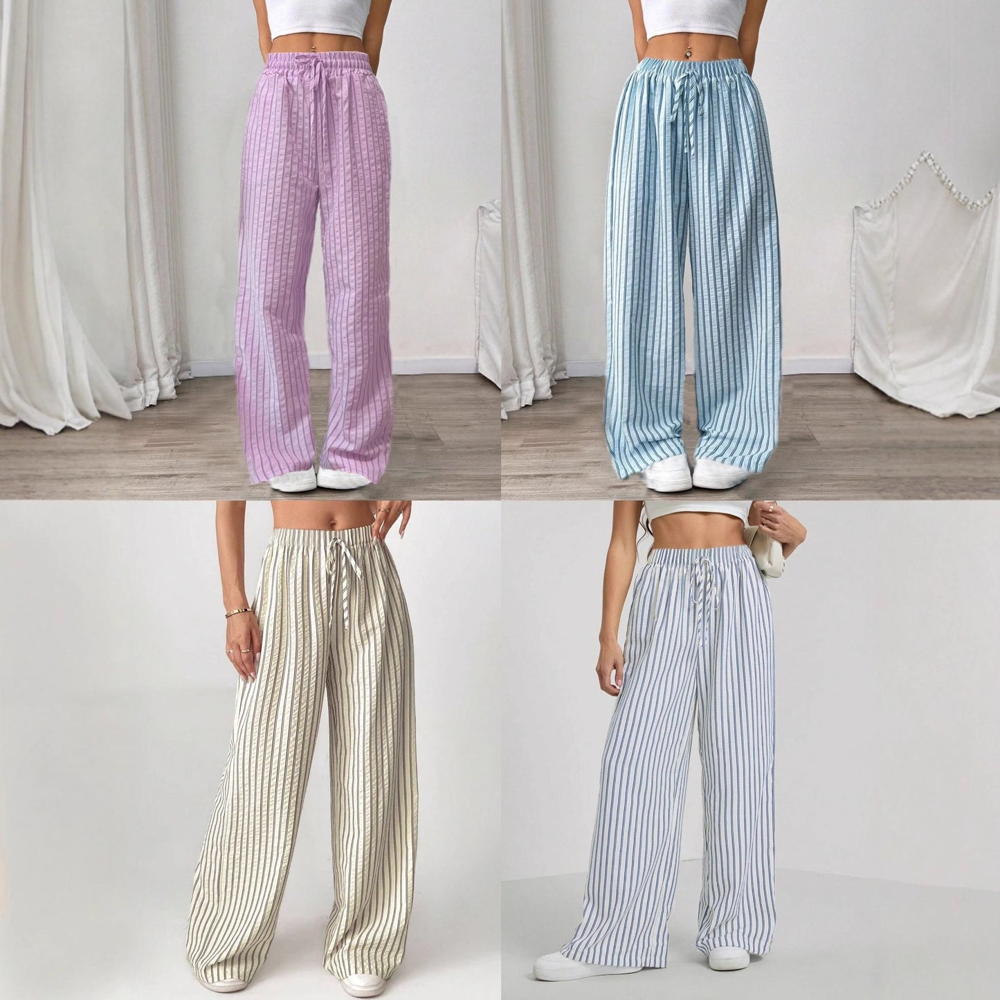 Trendy Popular Stylish Women's Striped Trousers Clothing