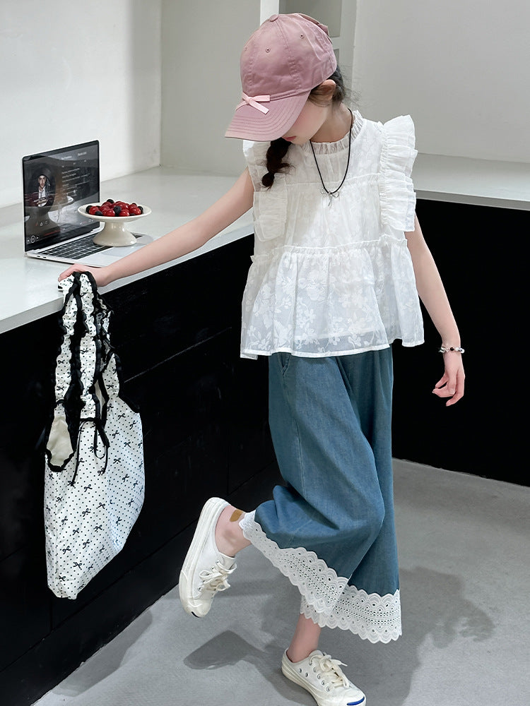 Children's Summer Western Style Flounced Sleeve Doll Children's Suit