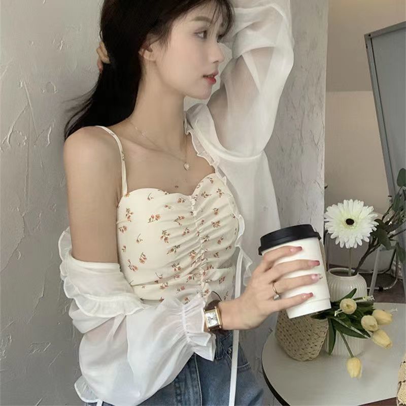 Women's Sun Protection Outer Wear Shawl Summer Thin Bow Lace Shirt, Chiffon Shirt