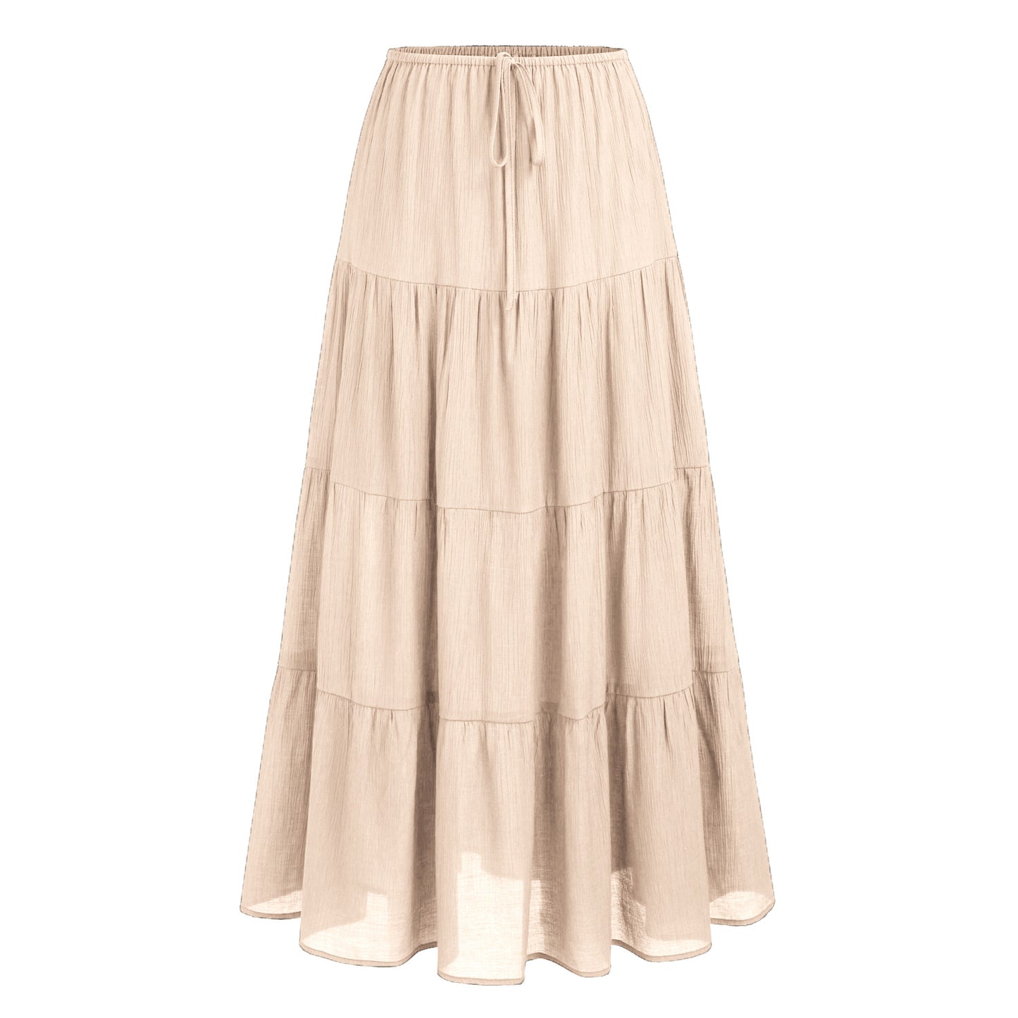 Women's Cotton High Waist Elastic Large Swing Loose Patchwork Long Skirts