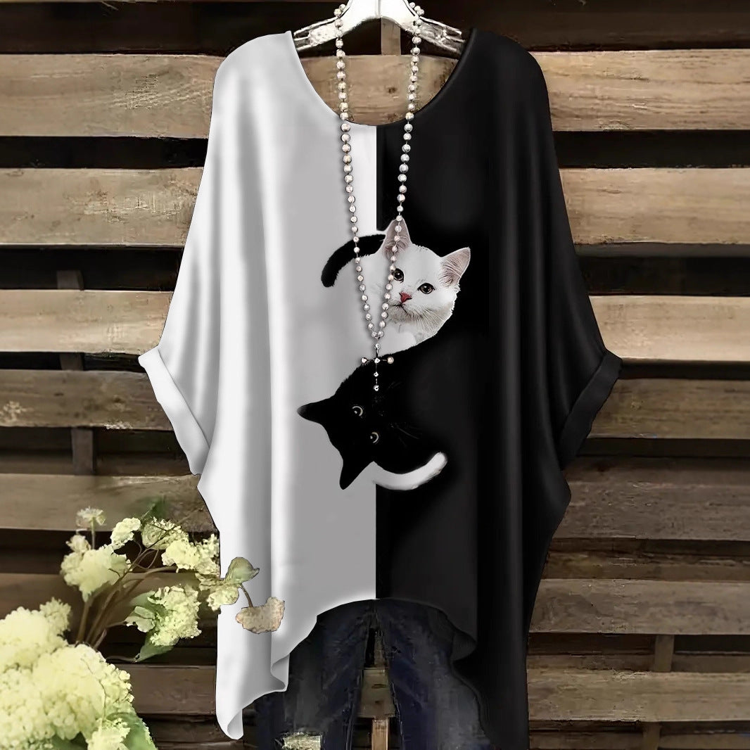 Glamorous Women's Mid-length Printed Comfortable Casual Large Size T-shirt