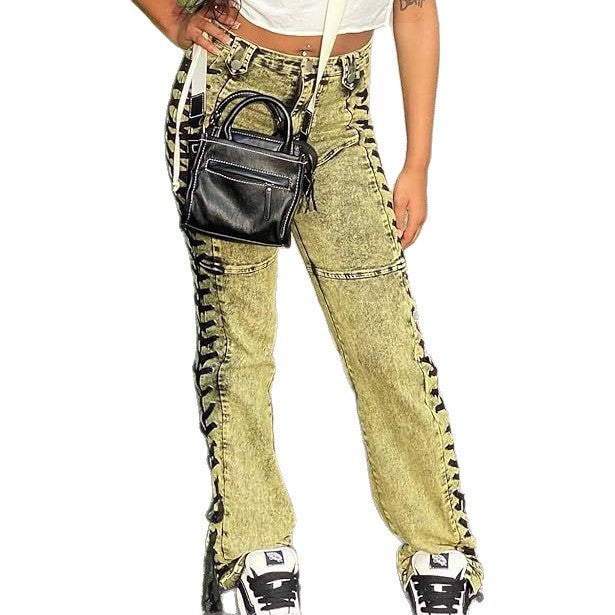 Women's Fashion Wear Trendy Drawstring Hot Elastic Thin Women's Jeans