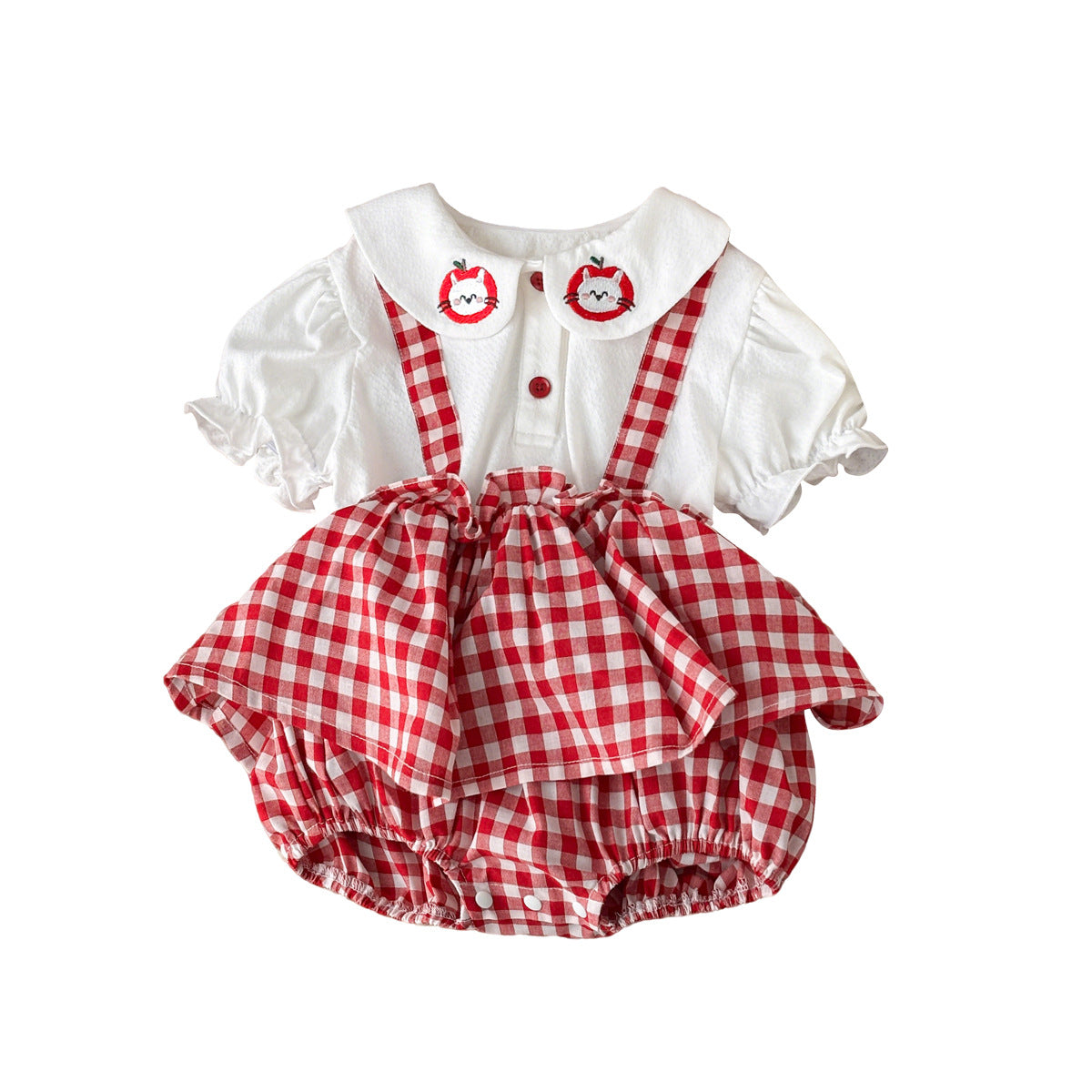 Bloomer With Skirt Infant Rompers Little Romper Plaid Fake Two Jumpsuit, Climbing Suit