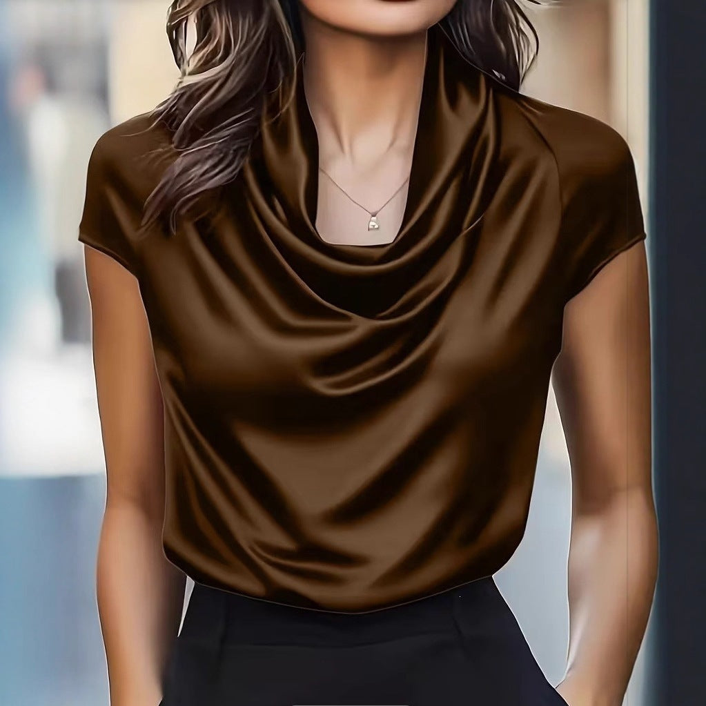 Women's Collar Draping Effect Sleeve Casual Shirt Blouse