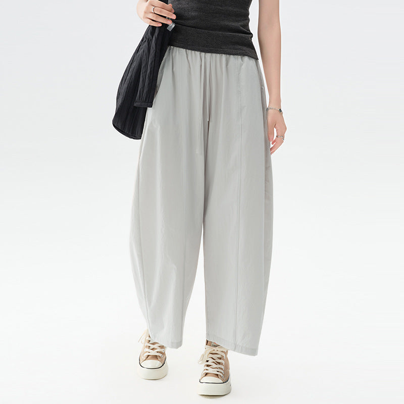 Women's Summer Thin Small Cropped Loose Idle Wide Casual Pants