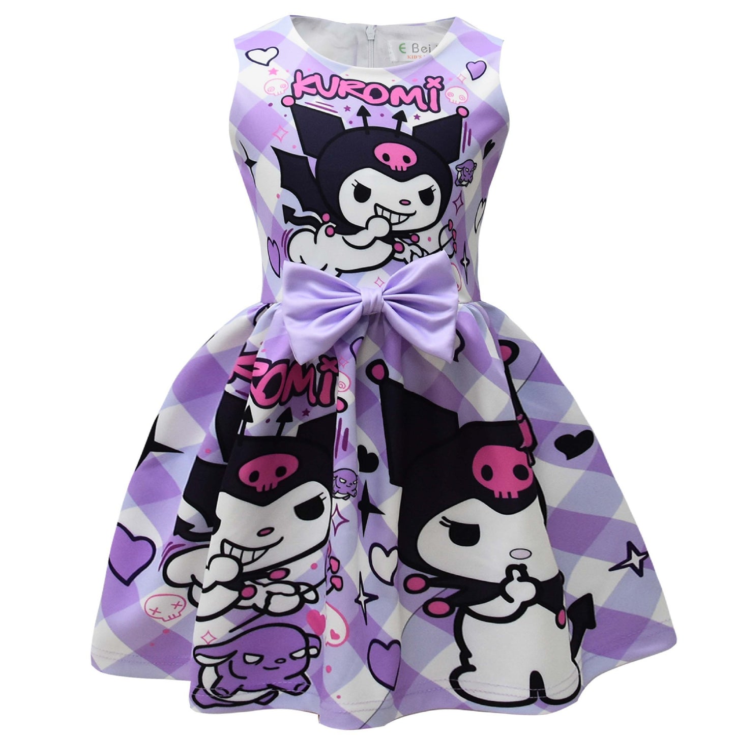 Children's Digital Cartoon Print Medium Large Bow Children's Dress