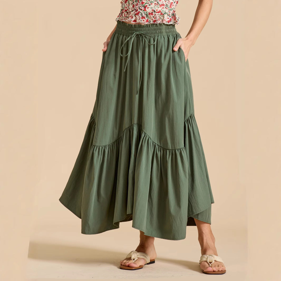 Women's Wave Adjustable High Waist Elastic Large Swing Retro Skirts