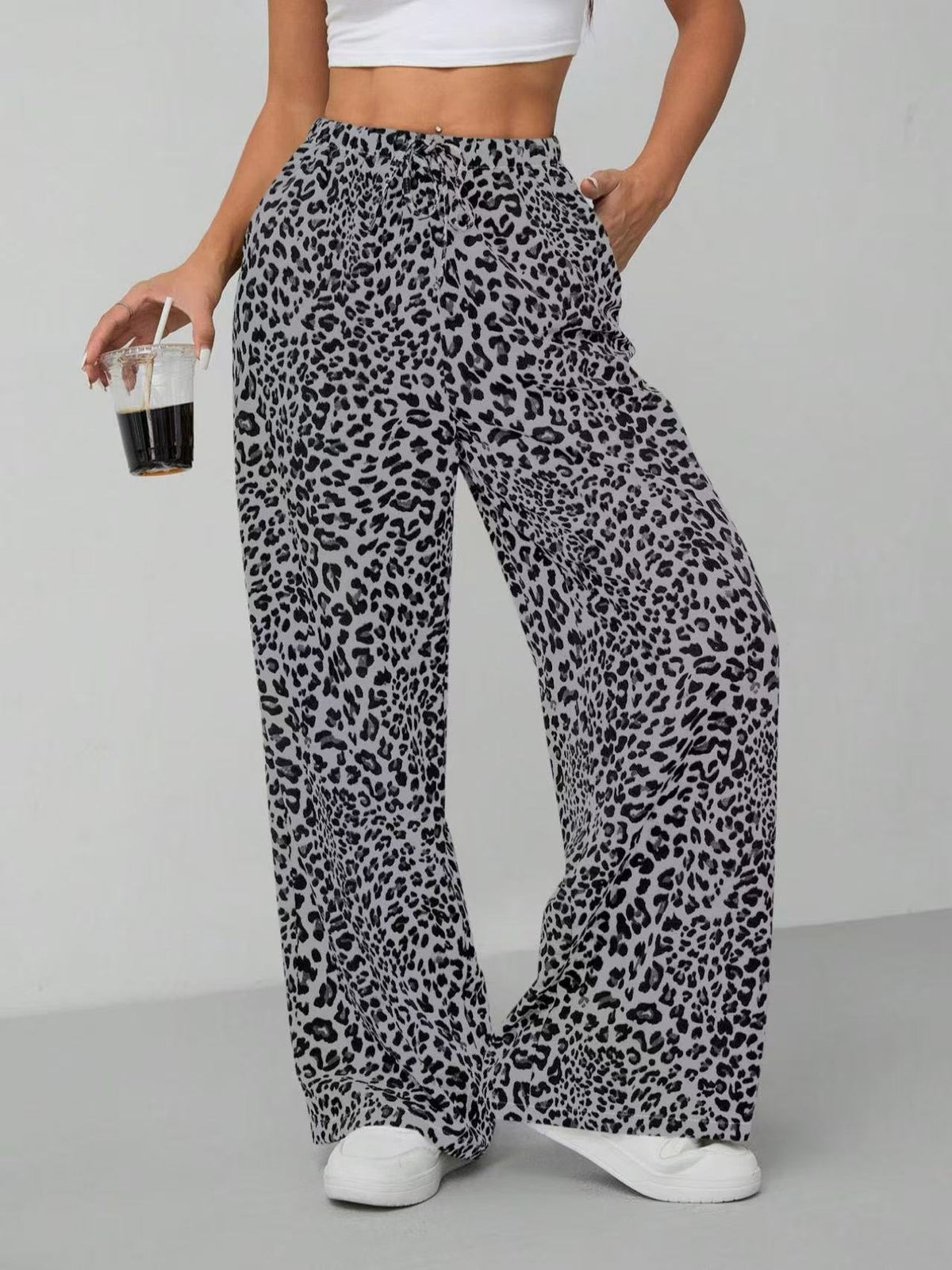 Casual Women's Leopard Print Fashion Trousers Casual Pants