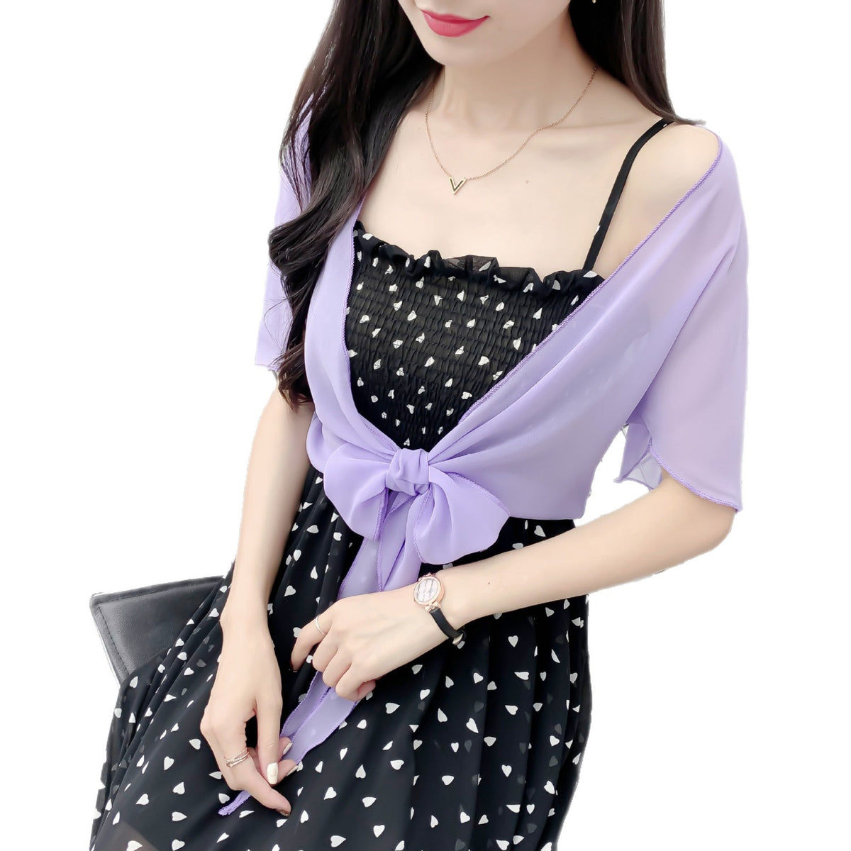 Women's Summer Outwear Western Style Shawl With Lace Shirt, Chiffon Shirt