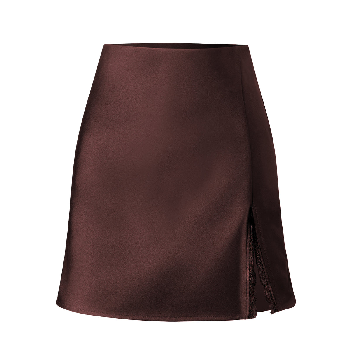 Women's Satin Lace Split High Waist Elastic Sexy Skirt