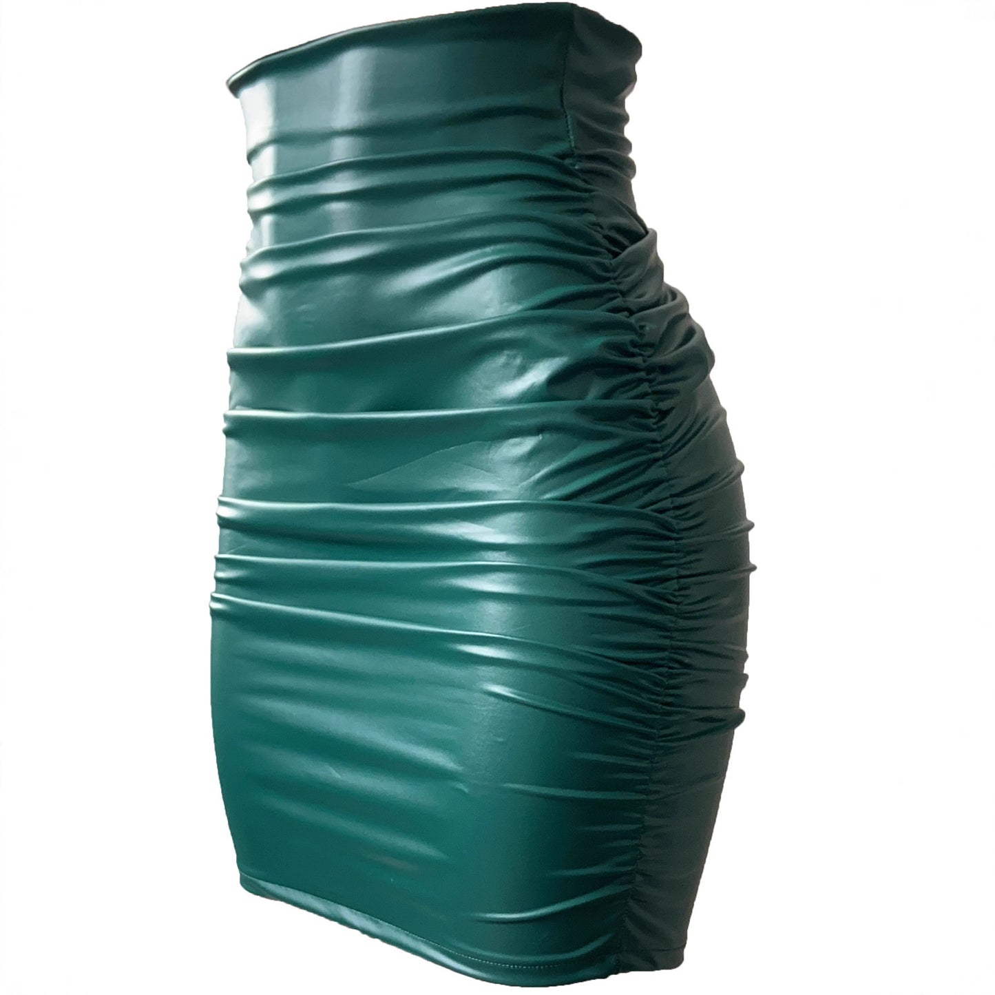 Women's Leather Pleated Zipper High Waist Hip Skirt