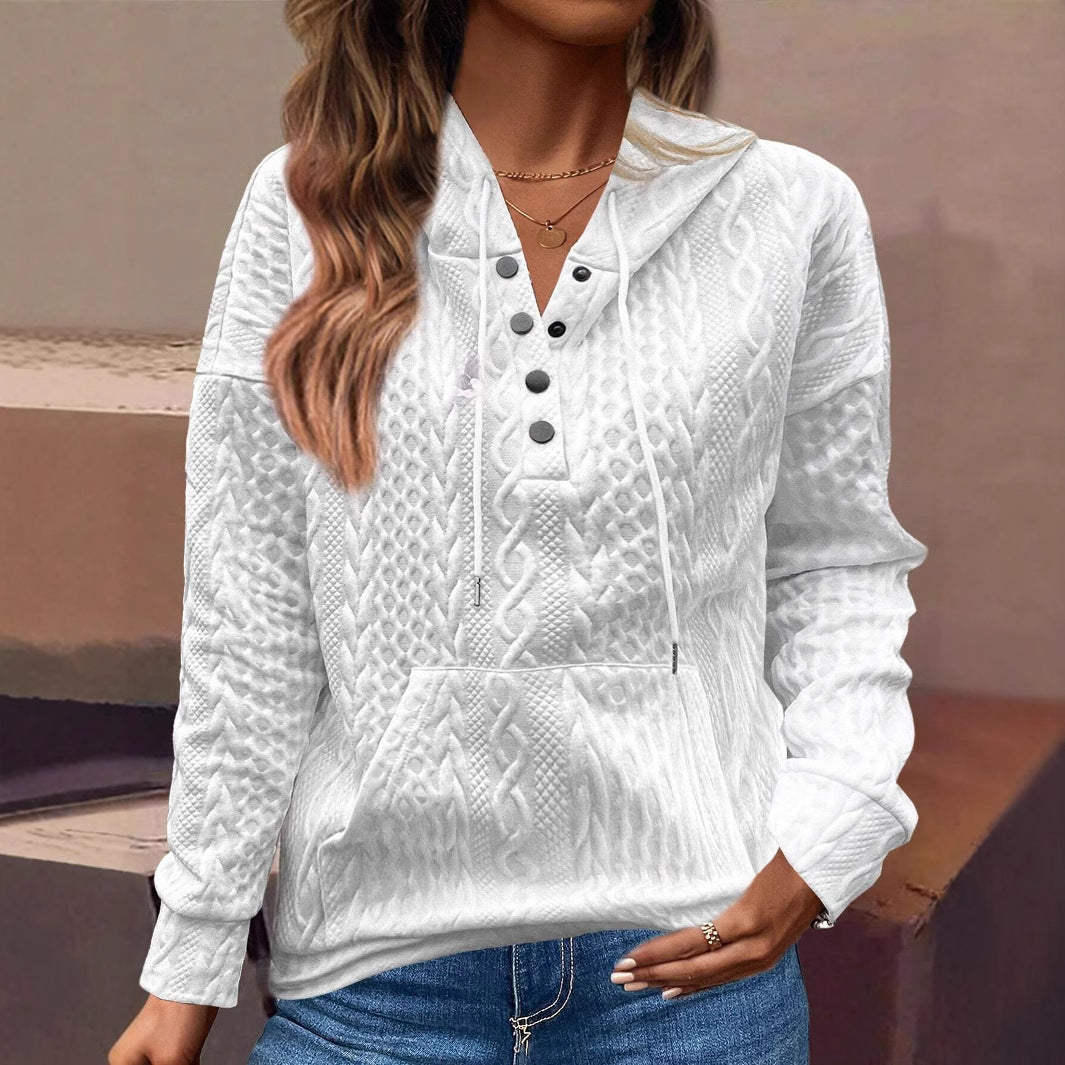 Classic Knitted Jacquard Long Sleeve Loose Blouse