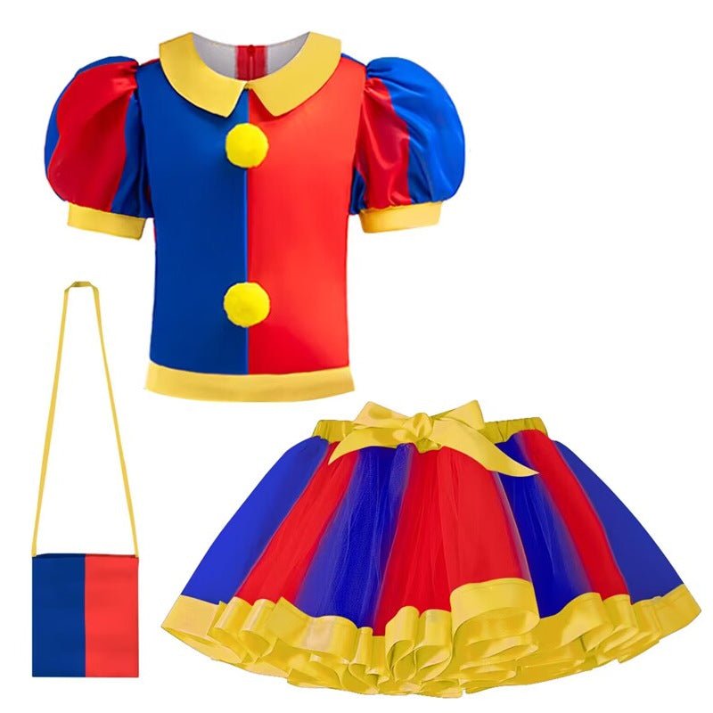Children's Skirt Magic Digital Circus Cartoon Performance Clown Children's Suit