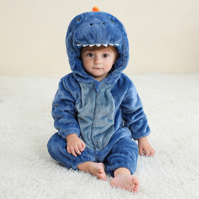 Children's Cartoon One-piece Pajama Animal Flannel Romper Jumpsuit, Climbing Suit