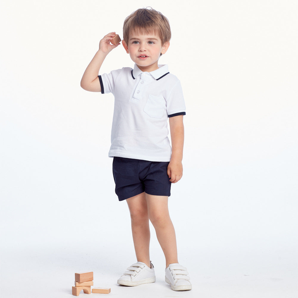 Summer Two-color T-shirt Romper Cotton Short Sleeve Top Pants Two-piece Children's Suit