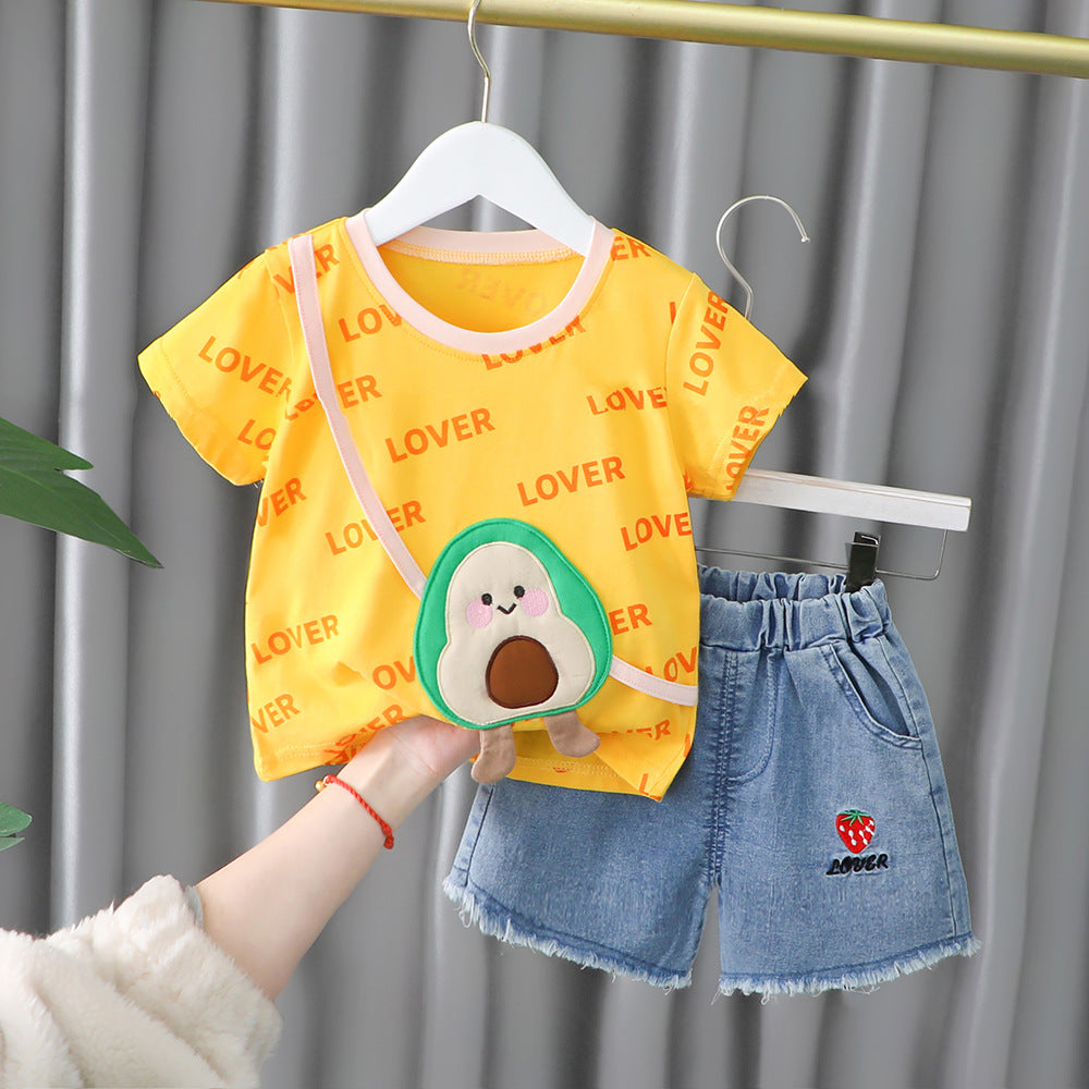 Summer Clothing Clothes 2 Infant Fashionable Cartoon Short Sleeve Two-piece Children's Suit