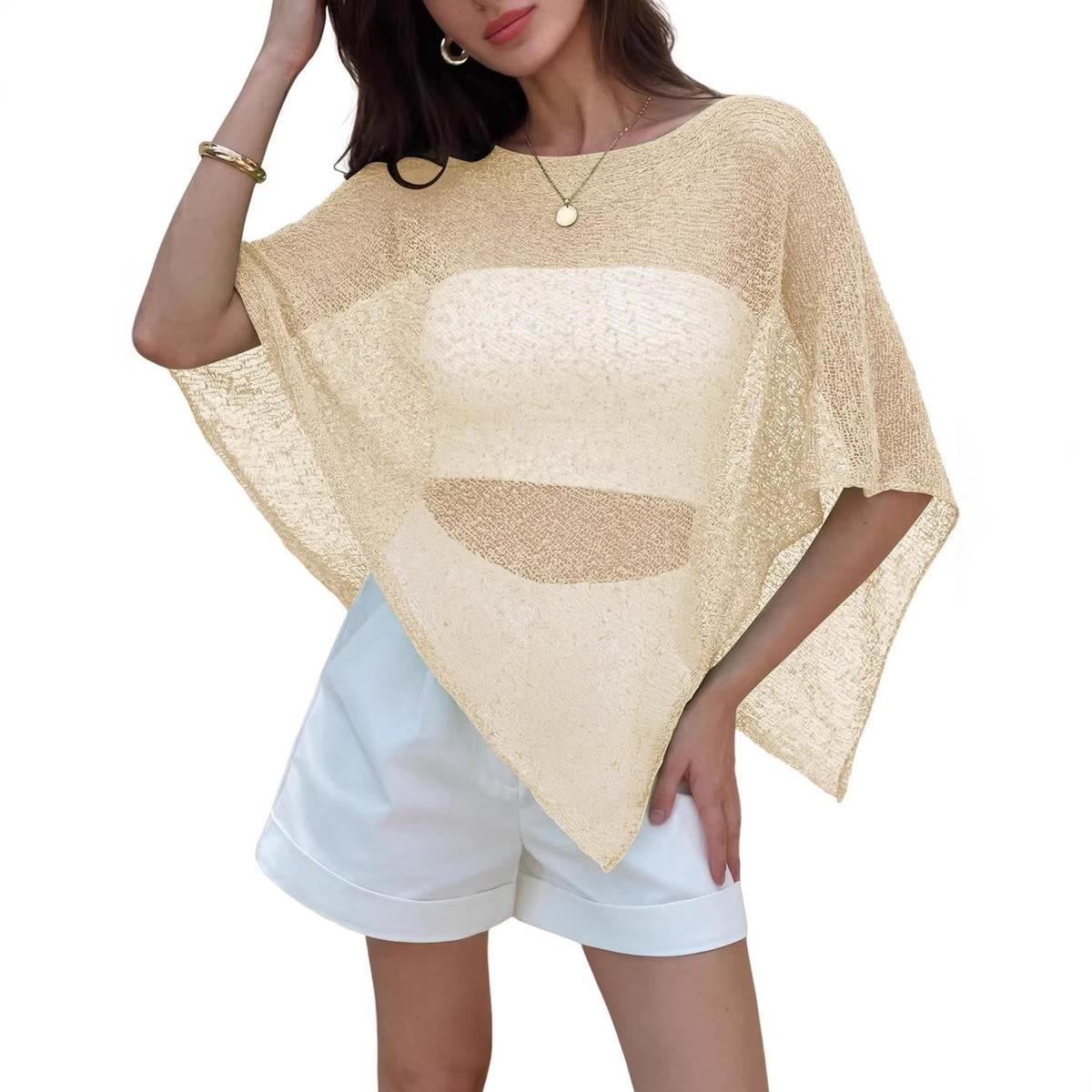 Women's Shawl Sun Protection Loose Idle Thin Ice Silk Lace Shirt, Chiffon Shirt