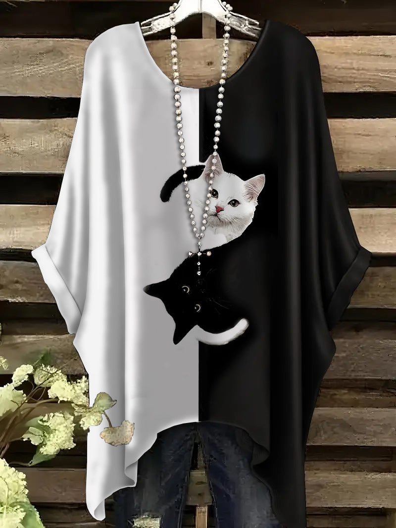 Glamorous Women's Mid-length Printed Comfortable Casual Large Size T-shirt