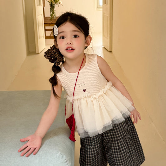 Casual Soft Veil Vest Sleeveless Top Children's T-shirt