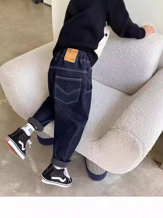 Children's Jeans Trendy Daddy Blue Clothing Crawler Outer Wear Trousers Loose Children's Pants