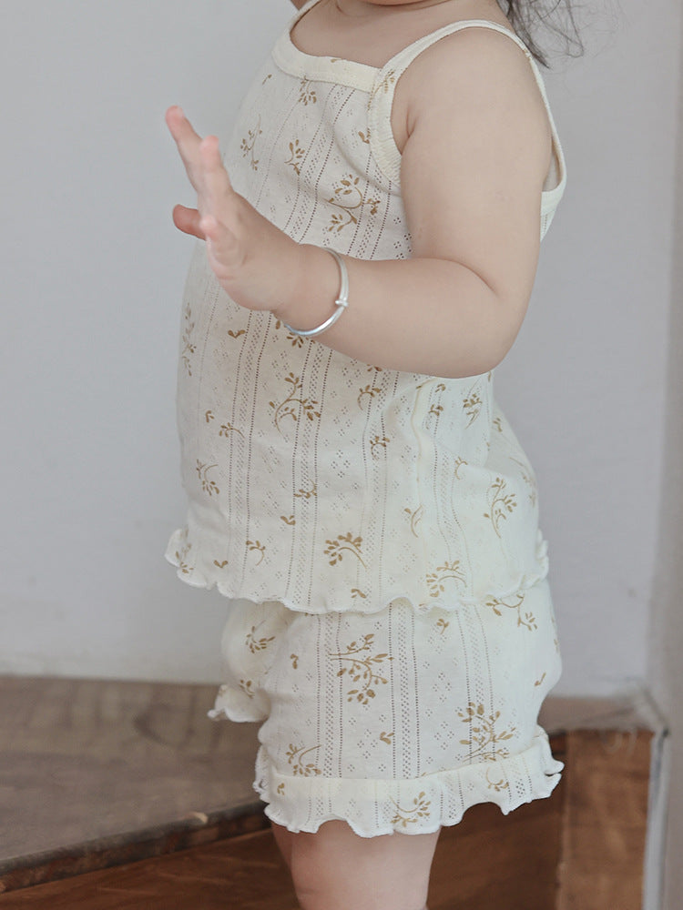Summer Cotton Class Mori Style Floral Children's Suit
