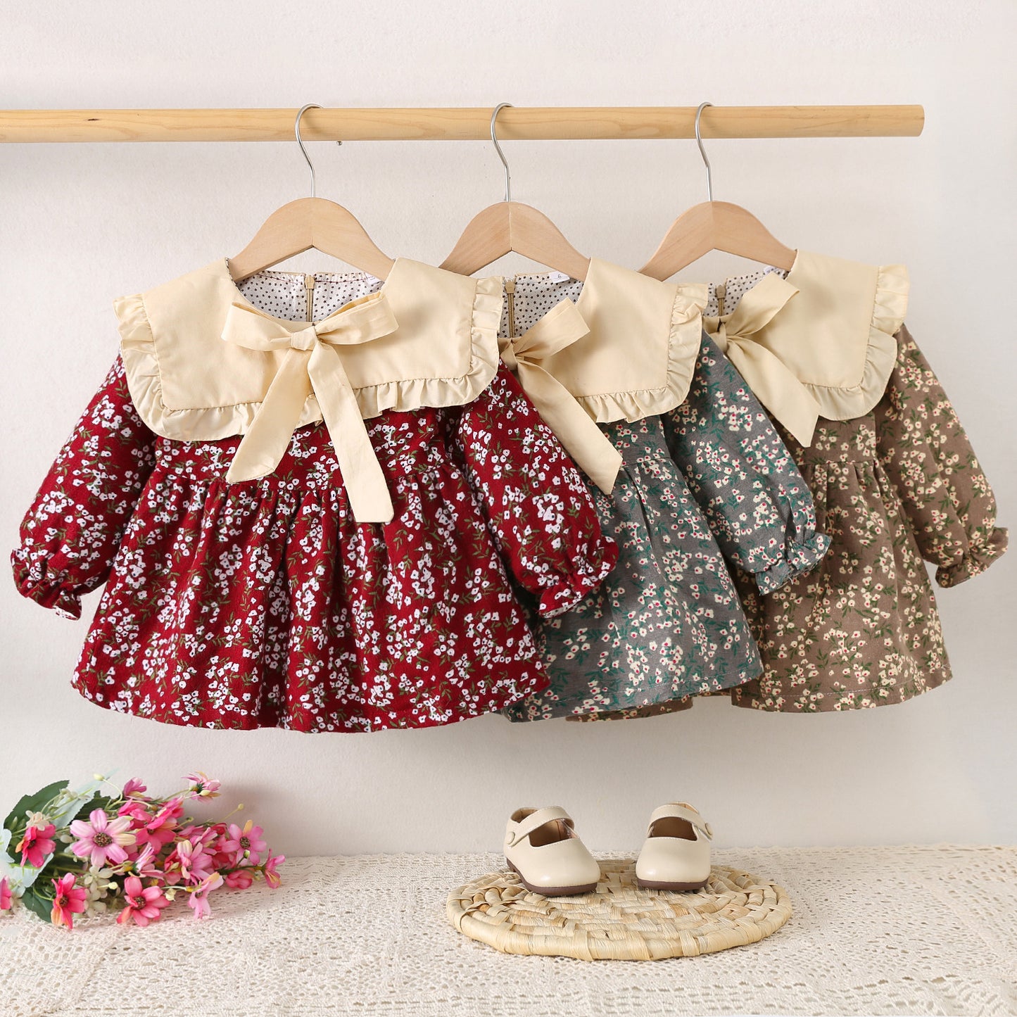 Children's Clothing Long-sleeved Infant Korean Floral Princess Children's Dress