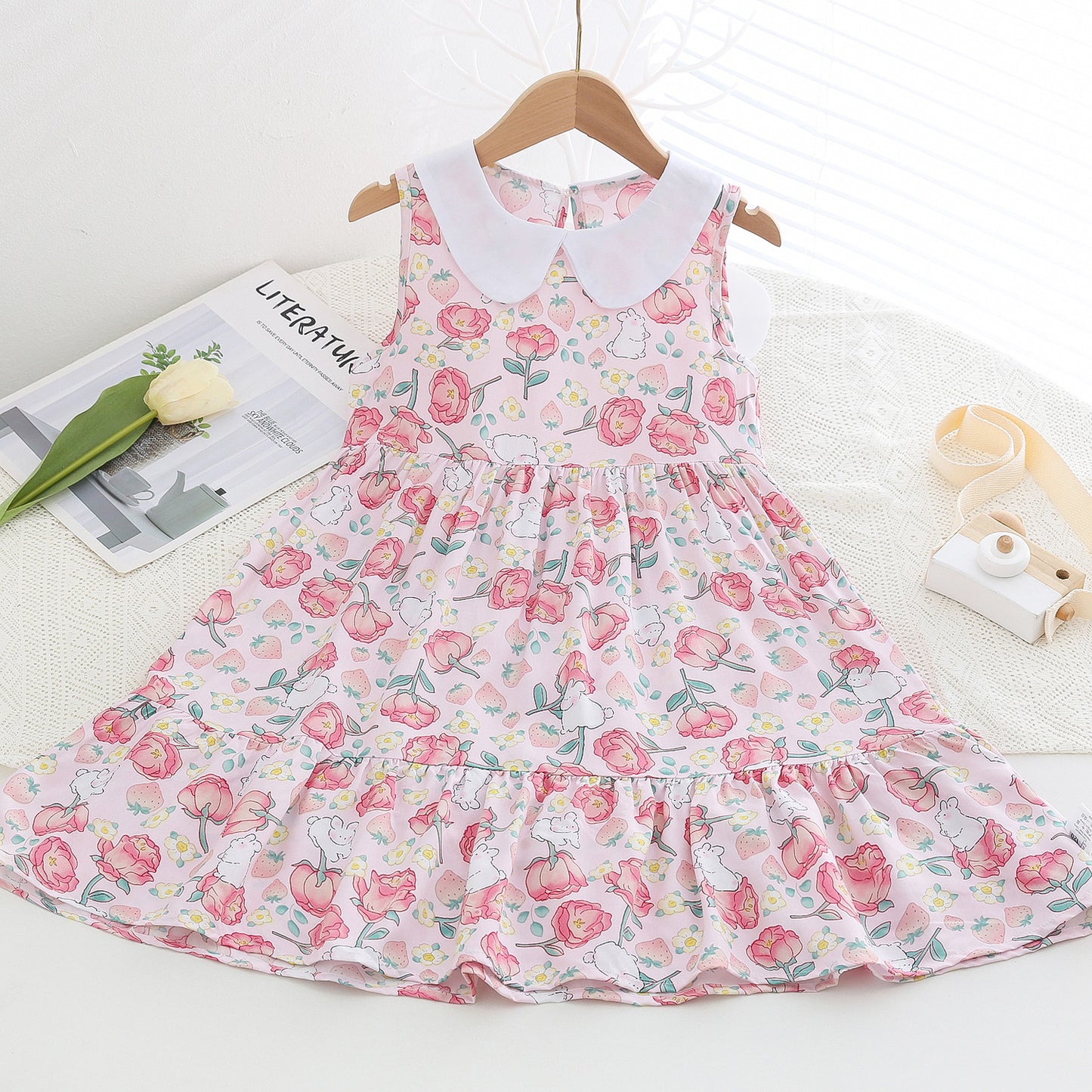 Children's Poplin Summer Artificial Cotton Skirt Medium Children's Dress