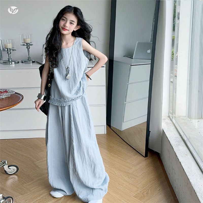Children's Summer Thin Camisole Pants Two-piece Set Big Children's Suit