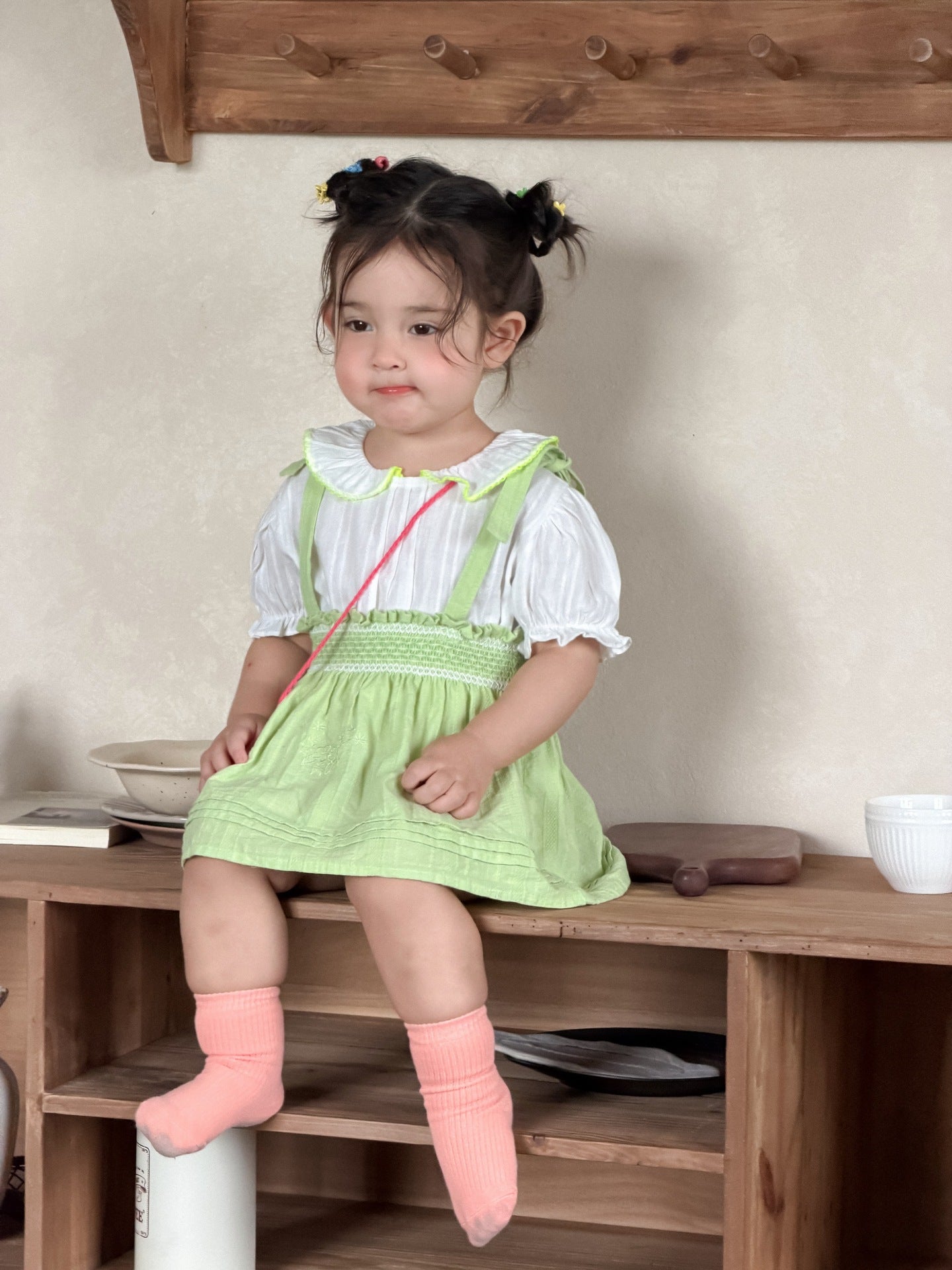 Children's Thin Clothing Korean Style Doll Shirt Suspender Children's Suit