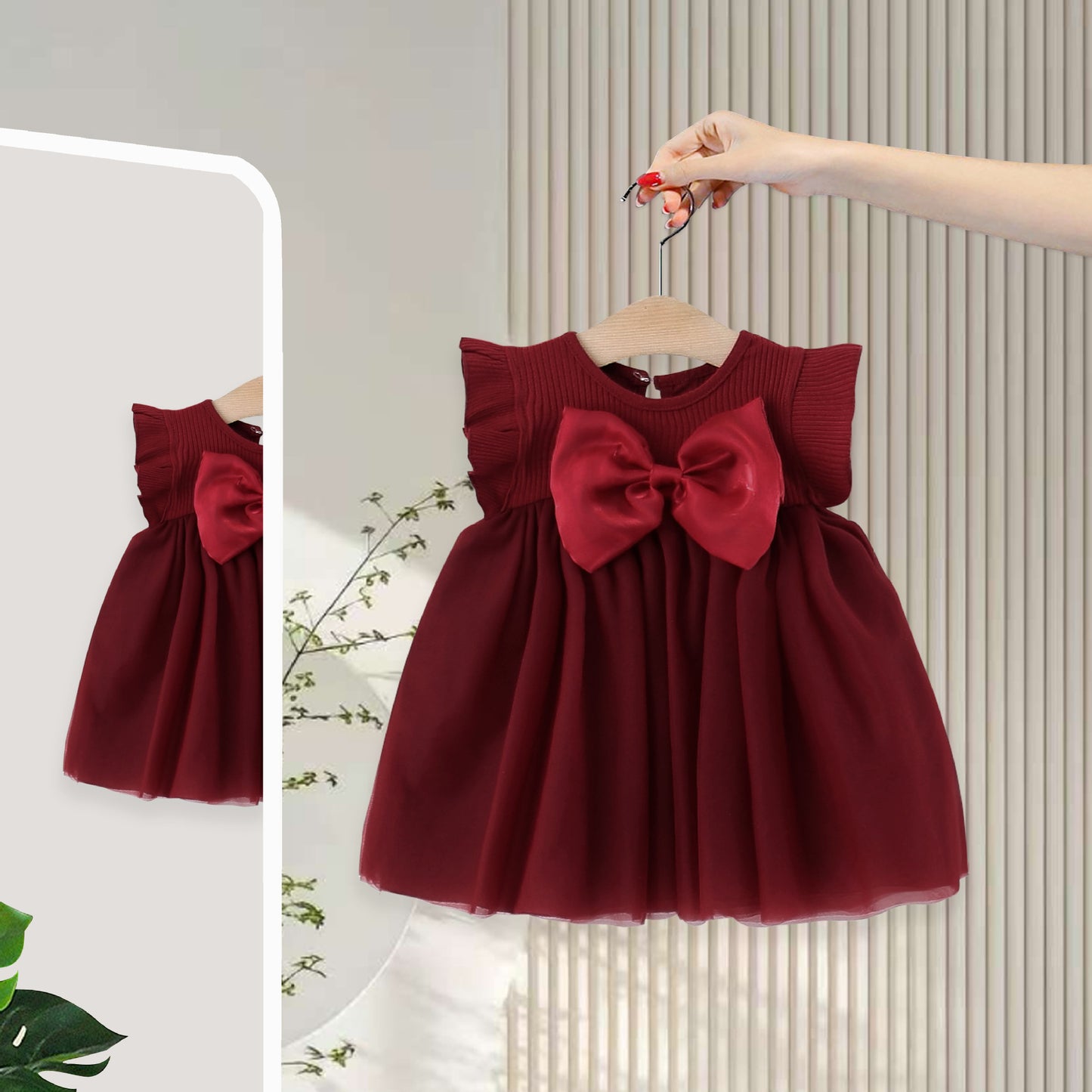 Children's Clothing Summer Thread Big Bow Flounced Sleeve Princess Yarn Children's Dress