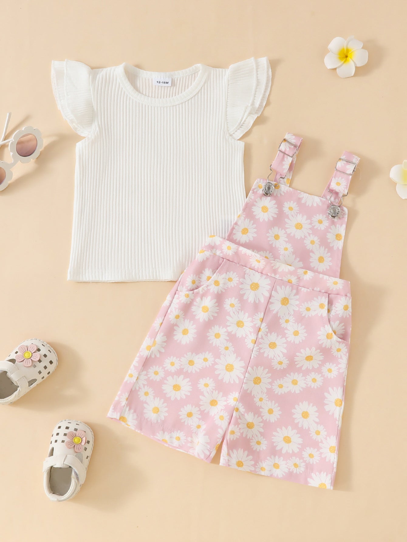 Cute Sunken Stripe White Flying Sleeves Children's Suit