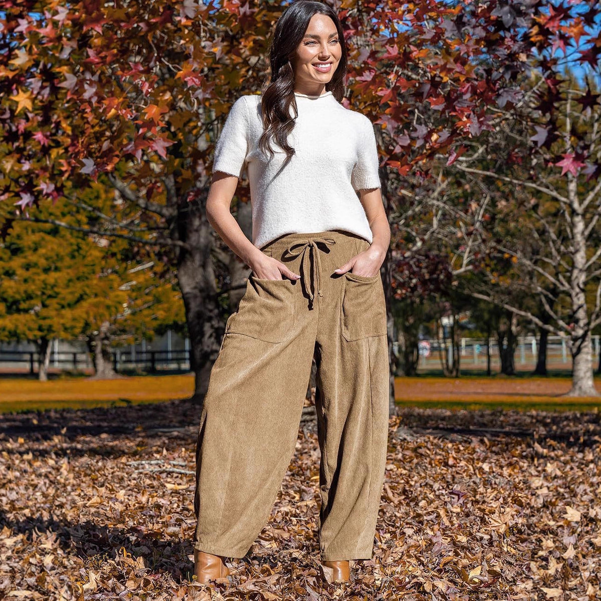 Women's Corduroy Slimming Harem Wide Leg Casual Pants