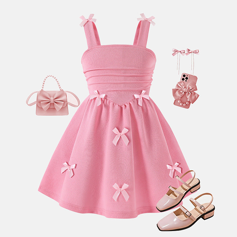 Summer Sleeveless Vest Sweet Tridimensional Bow Children's Dress