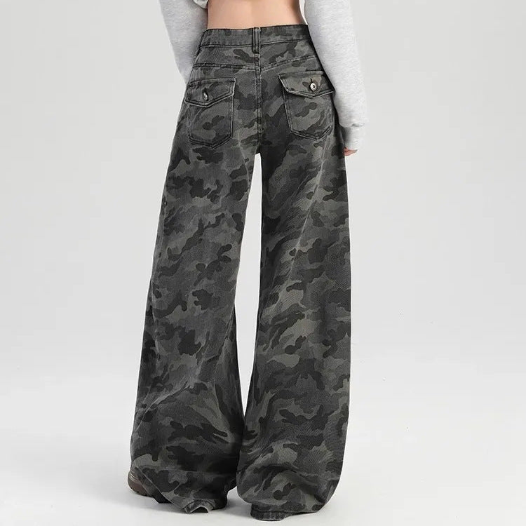 American High Street Camouflage Cargo Waist Slimming Loose Wide Leg Children's Pants
