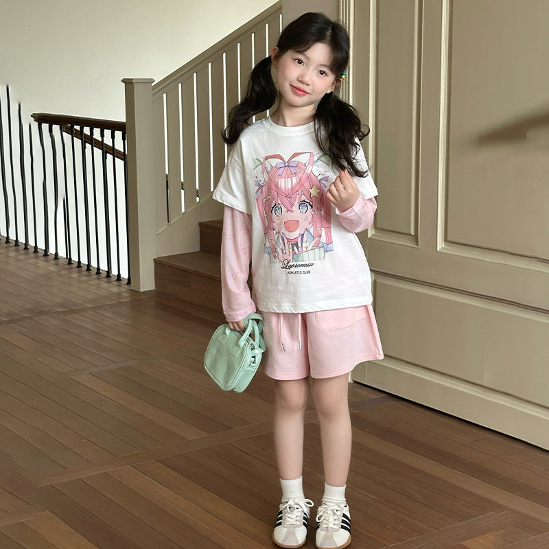 Children's Summer Casual Sports Shorts Western Style Solid Color Loose-fitting Lightweight Children's Pants