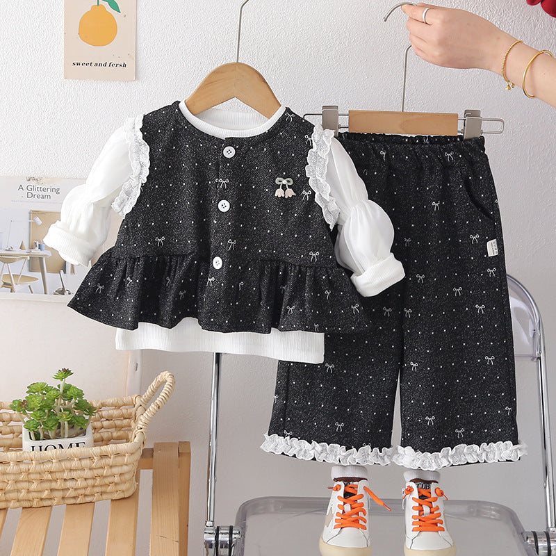 Children's Clothes Western Style Embroidered Bow Long Sleeve Children's Suit