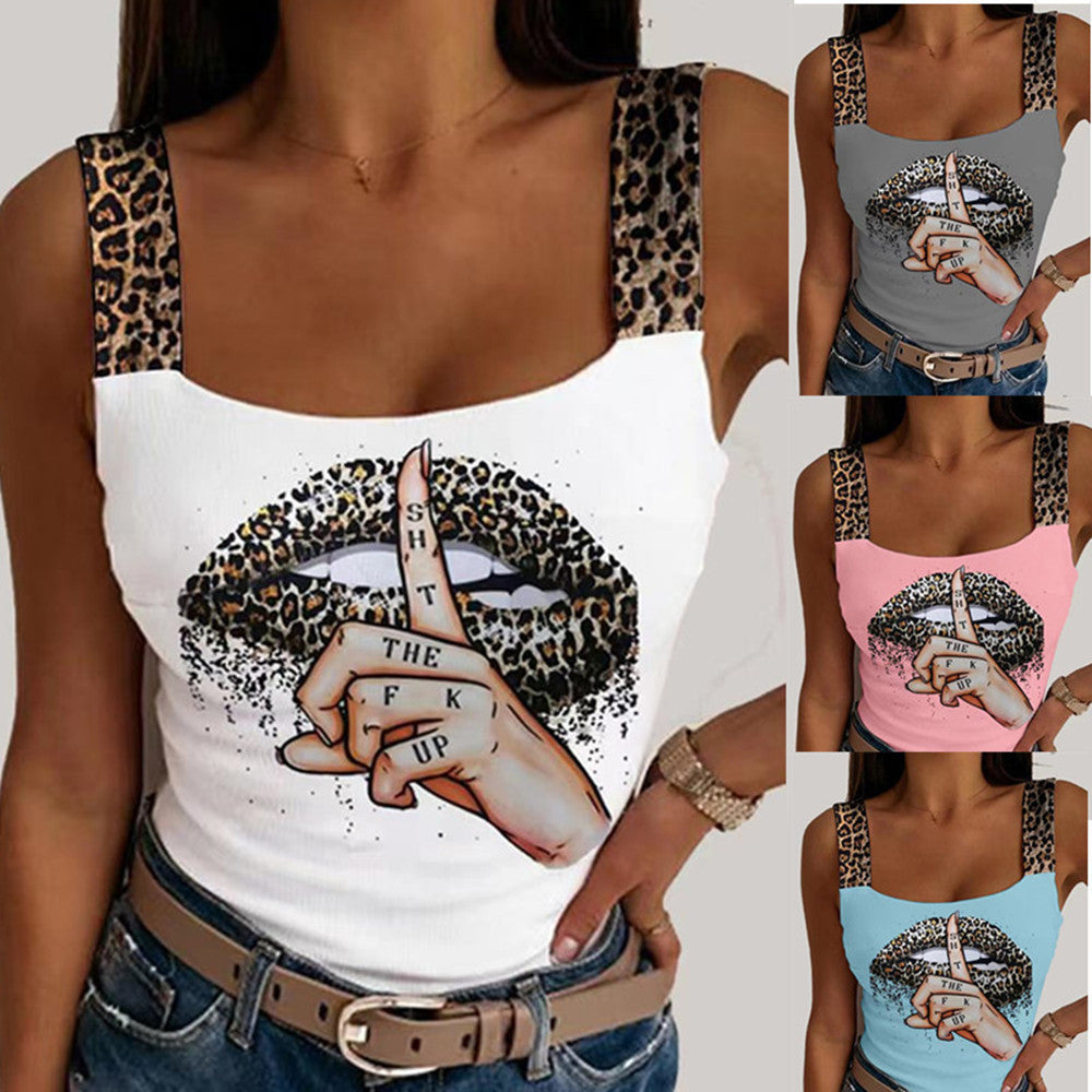 Classy Women's Sexy Camisole Lip Printings Vests