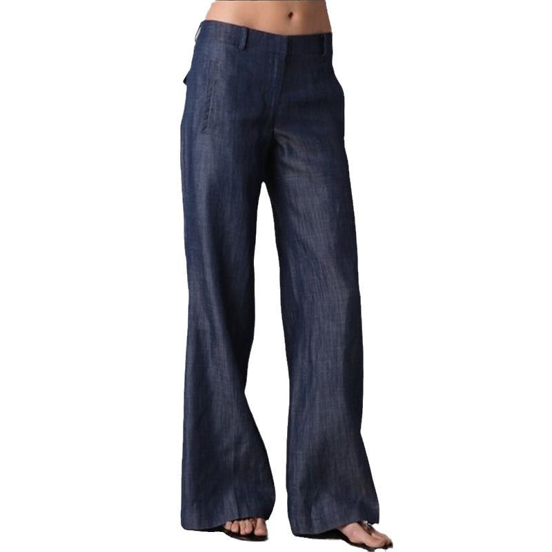 Women's Autumn Vintage Stripe Cotton Linen Casual Women's Jeans