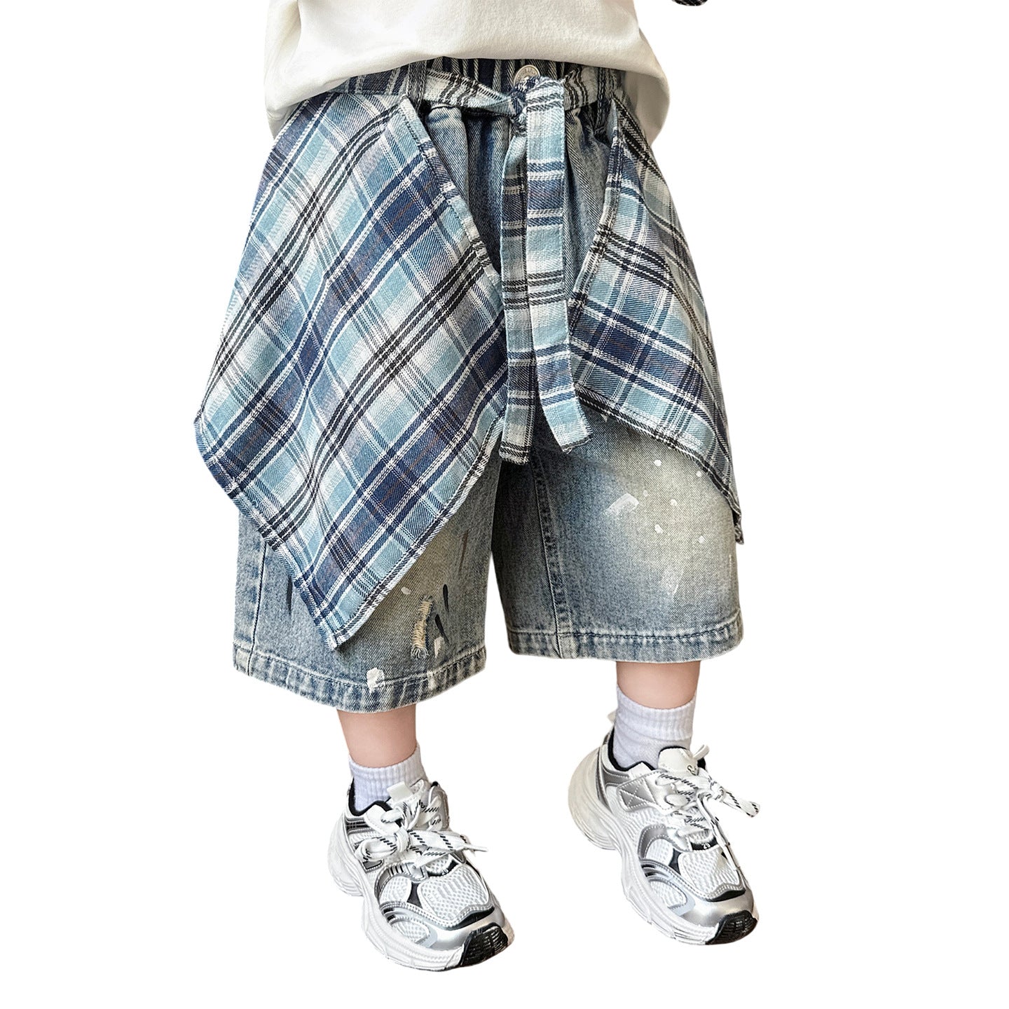 Boy Summer Clothing Fart Curtain Denim Ruffle Handsome Fashionable Casual Children's Pants