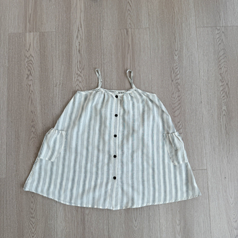 Children's Maida Korean Style Summer Striped Suspender Skirt Simple Children's Dress