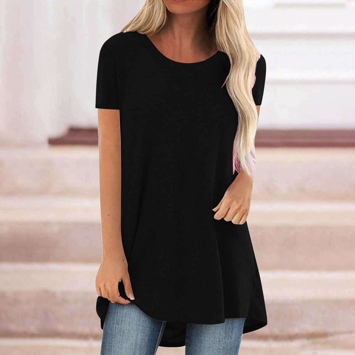 Women's Wear Casual Large Mid-length Round Neck Shorts