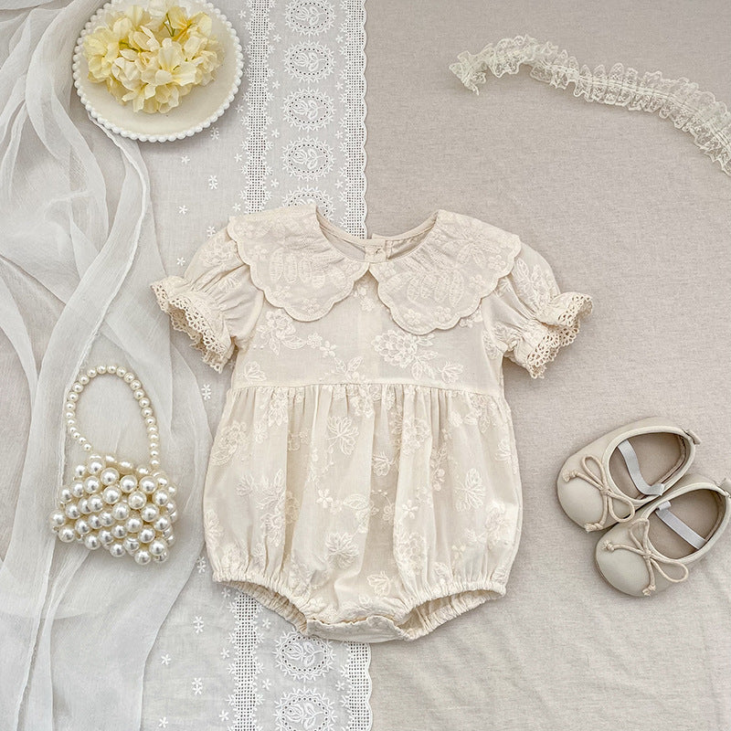 Summer Korean Style Embroidered Western Romper Children's Dress