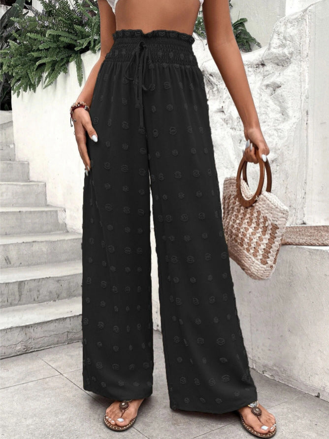 Women's High Waist Jacquard Wide Leg Trousers Pants