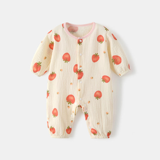 Jumpsuit Summer Long Sleeve Thin Born Gauze Romper One-piece Pajamas Jumpsuit, Climbing Suit