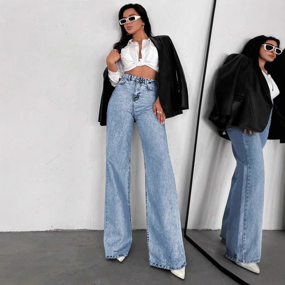 Women's Spring Loose Slimming Casual Wide Leg Women's Jeans