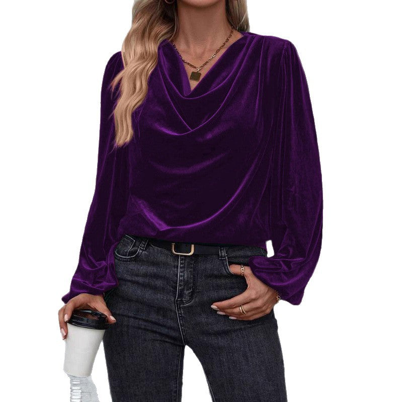 Graceful Women's Veet Pile Collar Shirt Women's T-shirt