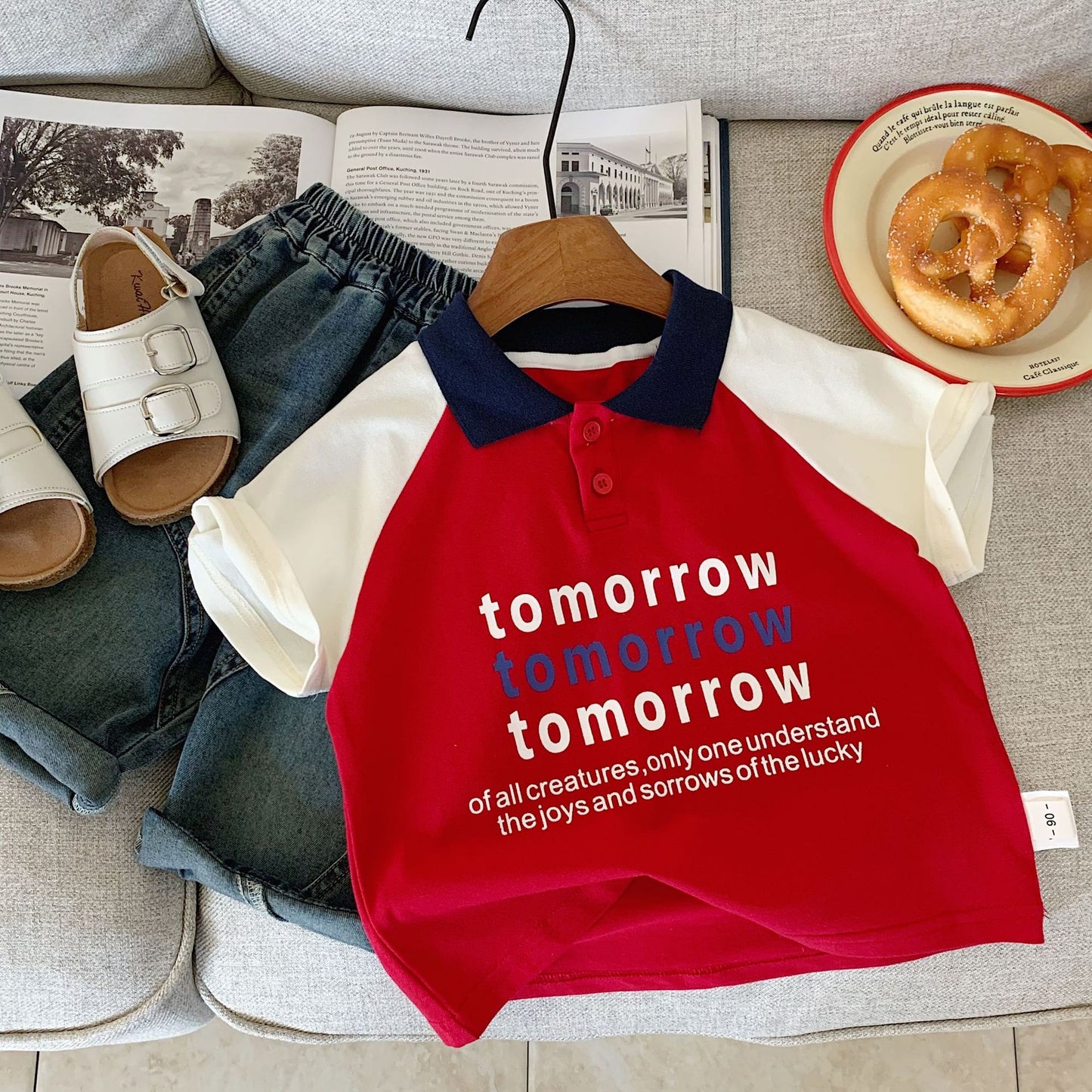 Children's Western Style Color Matching Shirt Versatile Children's T-shirt